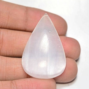 Cabochon sélénite curatif... Cabochon poire... 40 x 25 x 7 mm... 43 Cts... # i6344