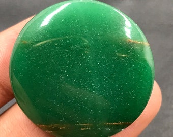 Green Jade Cabochon...Round Cabochon...37x6 mm...71 Cts...A#M3887