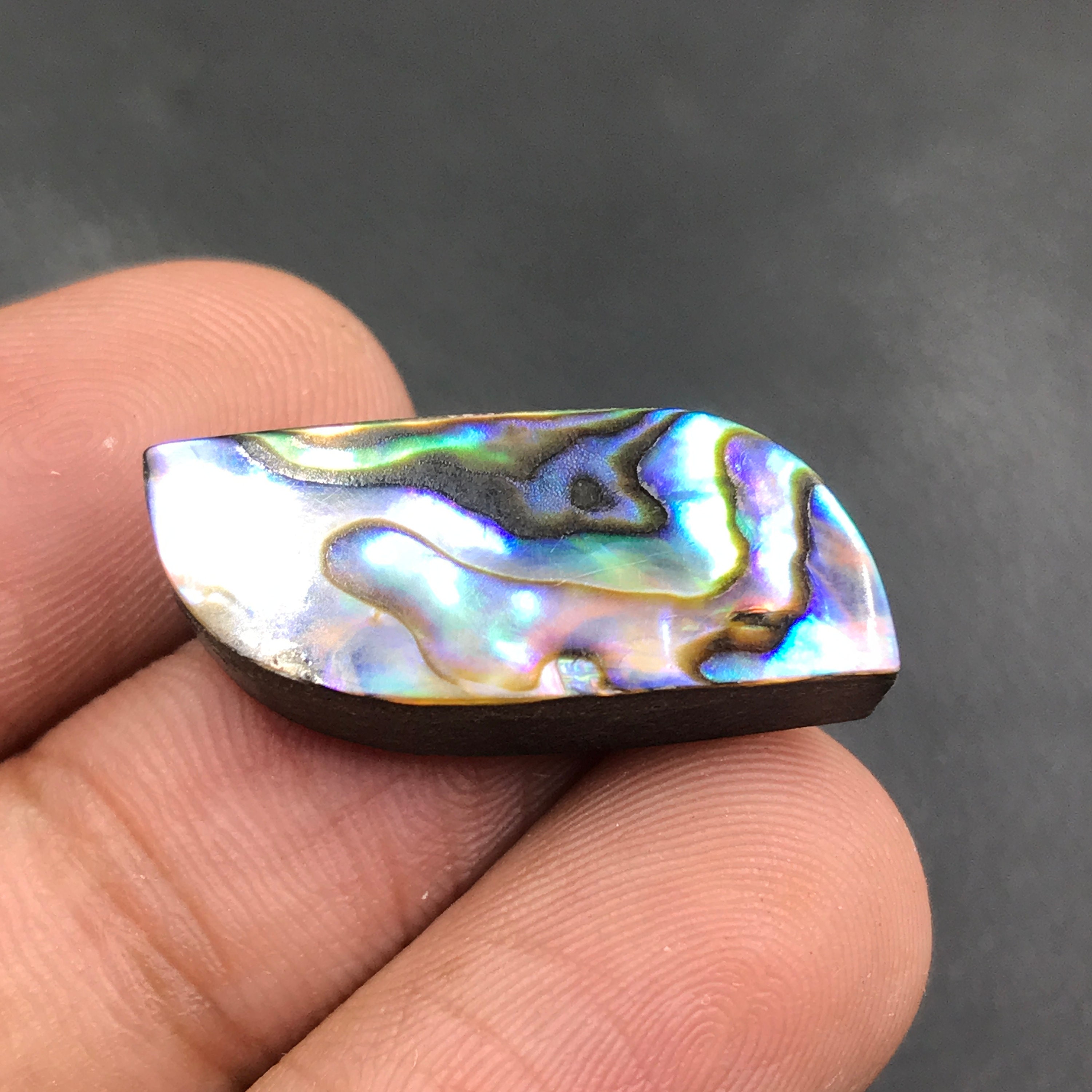 Blazoned Abalone DA-11② Black Scarab D/A OTF Knife Rainbow Damascus 440c w/ Abalone