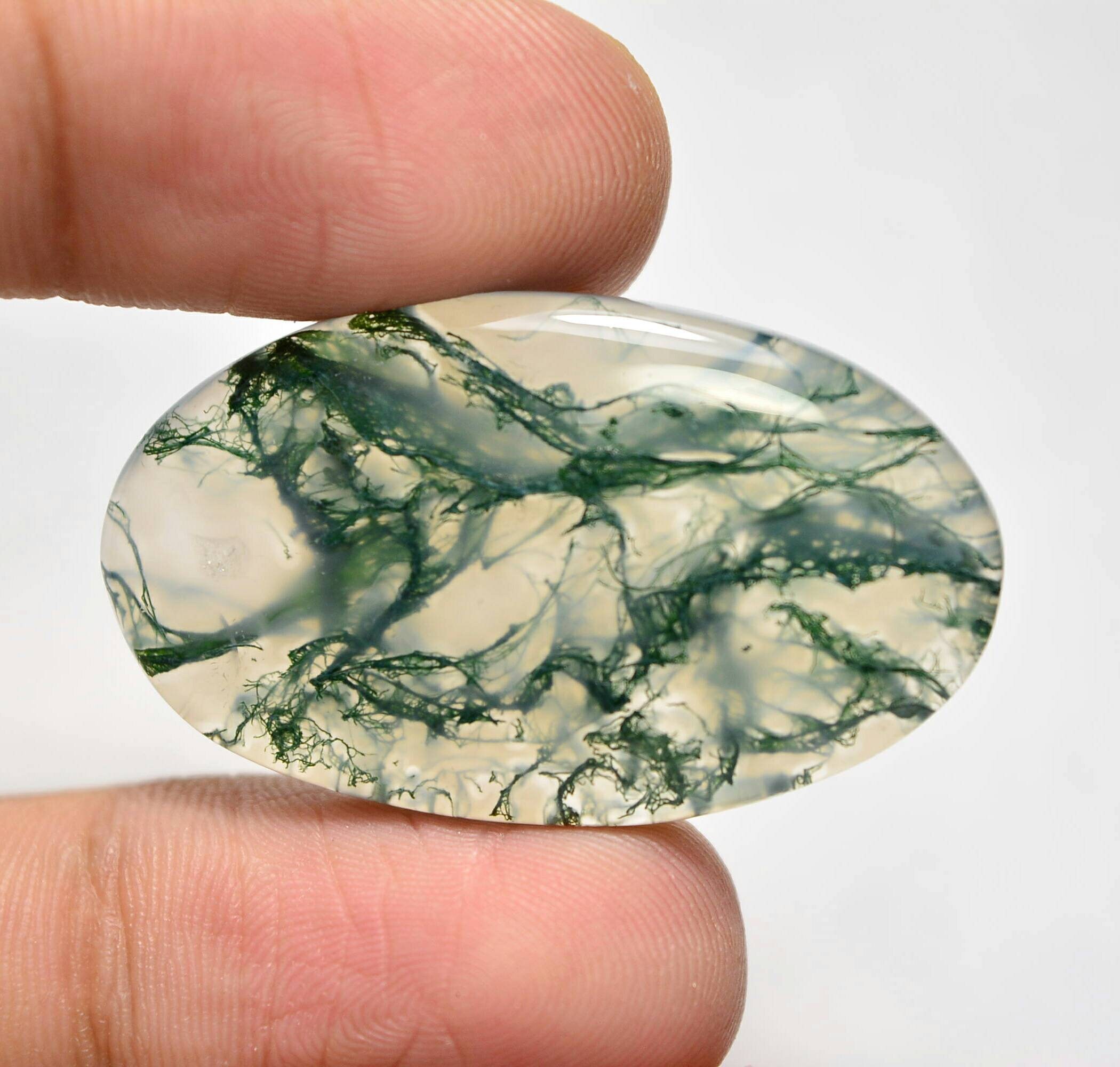 Moss Agate Cabochon...Oval Cabochon...38x22x6 mm...41 | Etsy