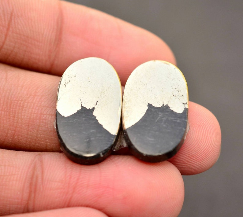 Golden Apache Pyrite Pair Cabochon.. Oval Cabochon...22x12x3 mm..31 Cts..#G155 Apache Pyrite Cabochon Pair..