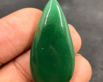 Green Jade Cabochon...Pear Cabochon...35x18x6 mm...31 Cts...A#M3878