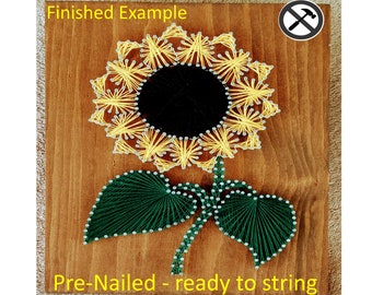 Nails in, ready to string, no tools required, choice of colors, Sunflower, unique, one of a kind, easy, fun!