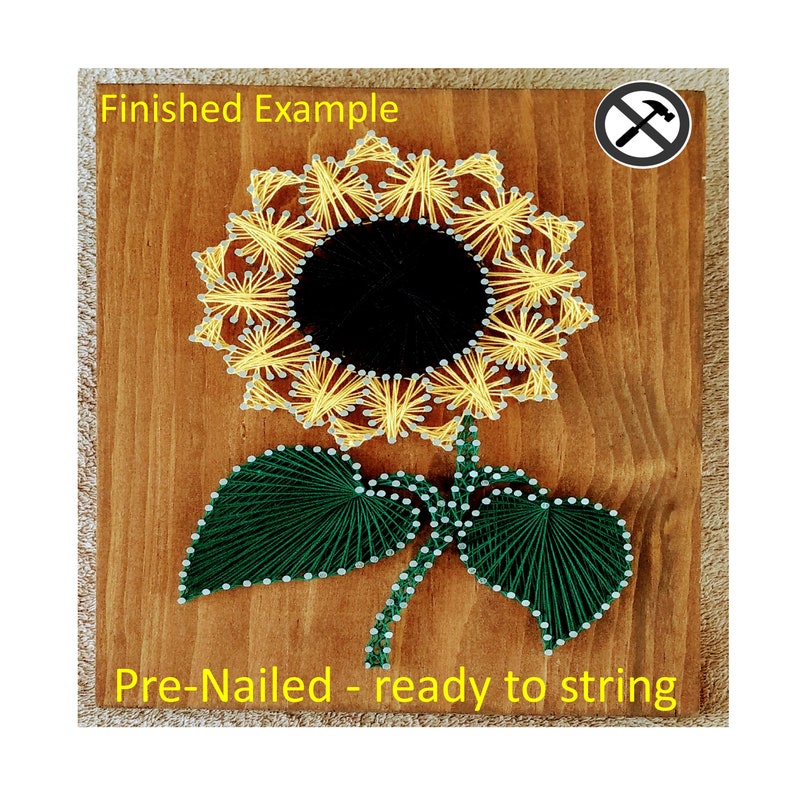 Nails in, ready to string, no tools required, choice of colors, Sunflower, unique, one of a kind, easy, fun image 1