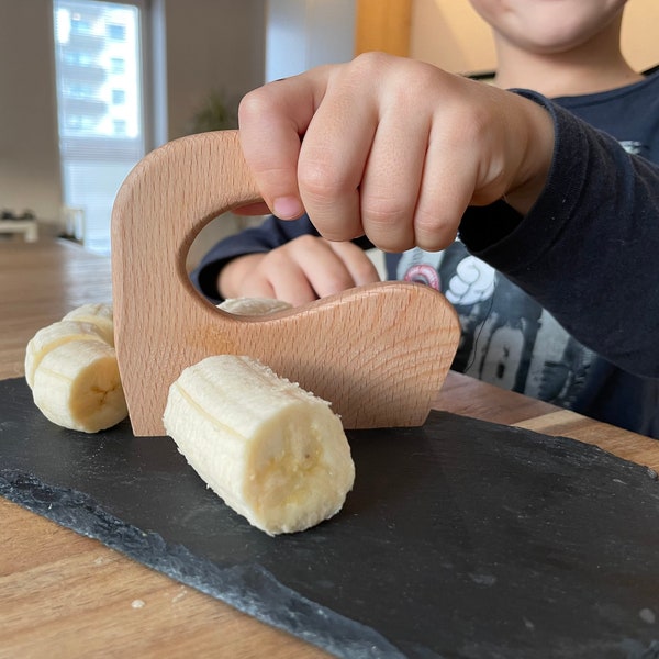 Safe wood knife for kids, Kids safe chopper, Montessori wooden knife