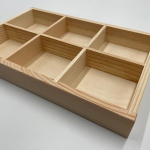 Wood Tray with dividers, Sorting Tray, Partition Box Tray, Sorting Box