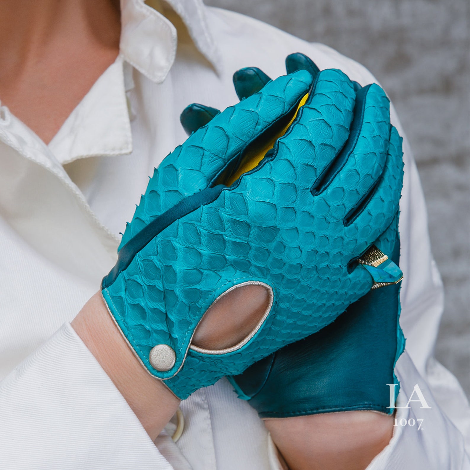 Bright Turquoise Python Skin Gloves for Women Etsy