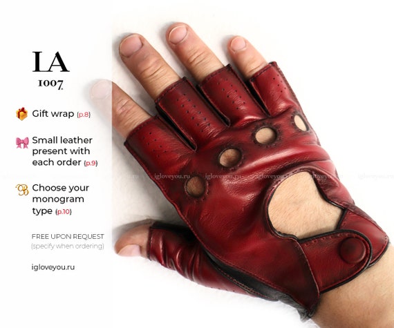 mens small black leather gloves