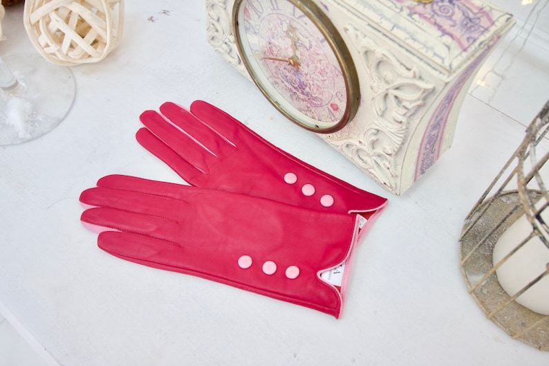 PROMO PRICE Fuchsia women leather gloves Pink lambskin gloves Etsy