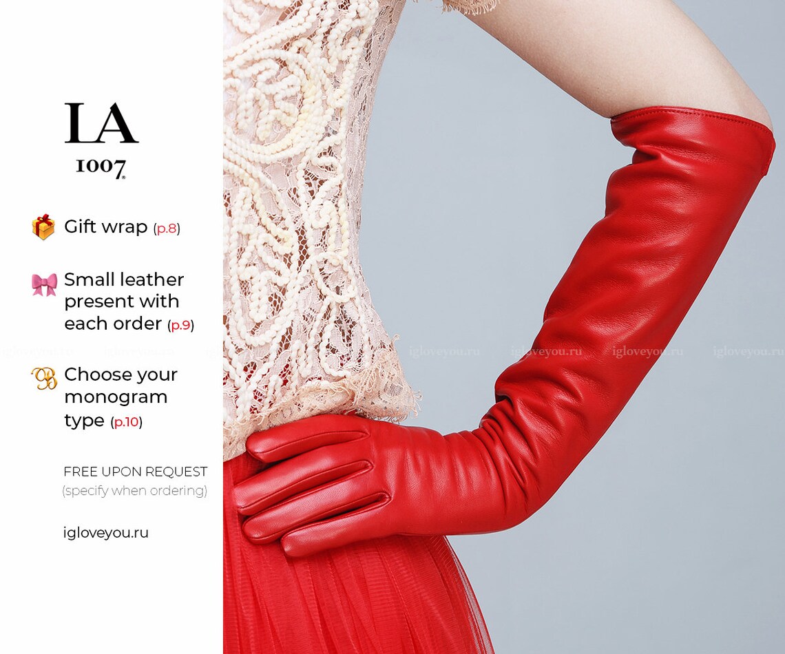 Long Red Leather Opera Gloves for Women Evening Gloves Black Etsy