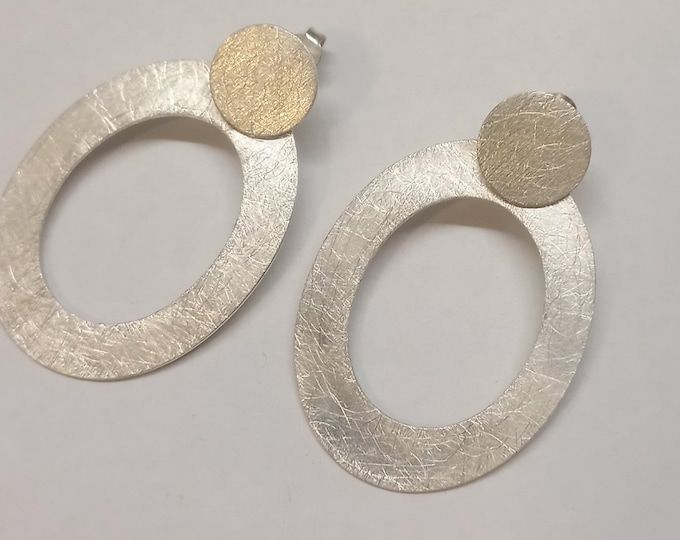 Hand-forged earrings, 925 sterling silver, coarsely matte, timeless and modern.