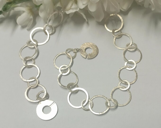 Handmade link chain, sterling silver, matte