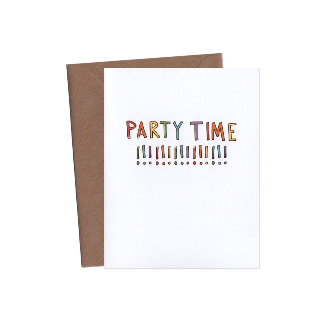 Party Time Card Fun Birthday Card Celebration Card Etsy Israel