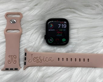 Personalized Apple Watch Band 38mm Engraved Watch Band 40mm Monogram Watch Band 42mm Custom Watch Band 44mm 45mm Personalized Gifts