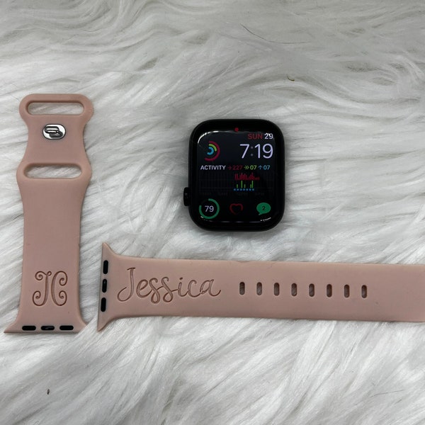 Personalized Apple Watch Band 38mm Engraved Watch Band 40mm Monogram Watch Band 42mm Custom Watch Band 44mm 45mm Personalized Gifts