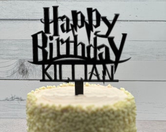 Personalized Happy Birthday Cake Topper | Harry Potter Themed Cake Topper | Custom Cake Topper | Baltic Birch | Acrylic | Wizard