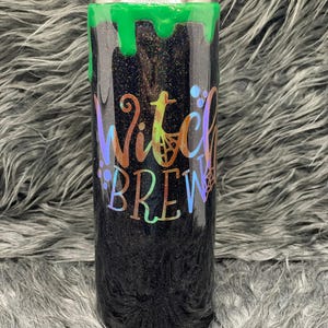 Witches Brew Dripping Cauldron Glitter Tumbler
