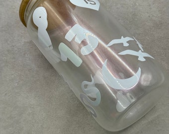 Taylor Swift Inspired Color Change Glass Libby Cup with Lid and Straw | 16 Ounces