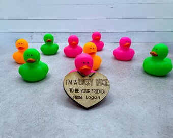 Personalized | Laser Engraved | Rubber Duck Valentine | Teacher | PreSchool | Grade School | Class Gifts | Friend Gift | Valentines Day Duck