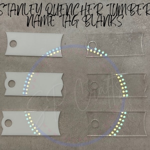 Espacios en blanco de acrílico para etiquetas de vasos Stanley personalizadas / Etiquetas con nombre / Stanley personales / 30 oz / 40 oz / Blanco / Transparente