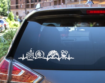 Disney Park Inspired Heartbeat Vinyl Decal | Magical Castle Car Sticker | Waterproof Tumbler Decal | Cute Disney Lover Gift | Custom Vinyl