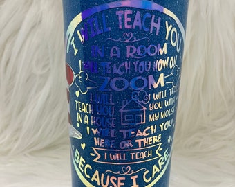 Custom Seuss Teacher Glitter Tumbler