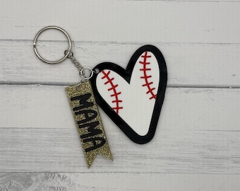 Custom Baseball Mama Keychain | Personalized Acrylic Keychain | Baseball Mom Gift | Sports Mom Keychain | Custom Team Colors | Name Keychain
