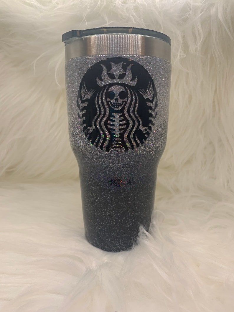 Gothic Starbucks Inspired Glitter Tumbler
