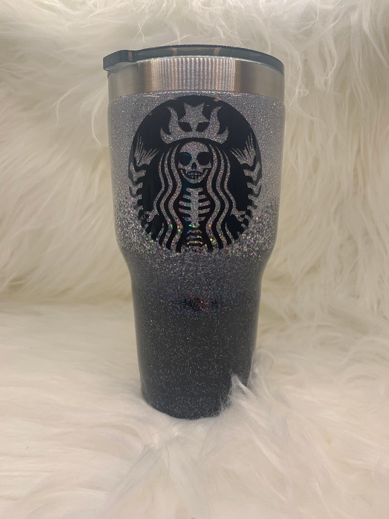 Gothic Starbucks Inspired Glitter Tumbler image 2