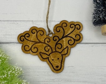 Reindeer Swirl Antlers Ornament | Stocking tag | 2022 | Holiday | Custom | Holiday | Décor | Christmas | Tis The Season