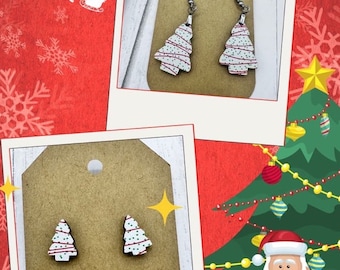 Christmas Tree Cake Earrings Inspired by Little Debbie |Laser Cut Earrings | Handmade Jewelry | Gift