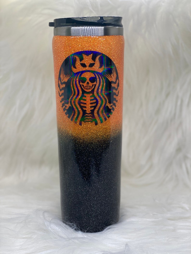 Gothic Starbucks Inspired Glitter Tumbler image 5