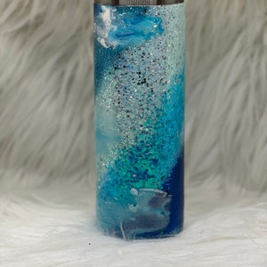 Blue Glitter Swirl Glitter Epoxy Tumbler
