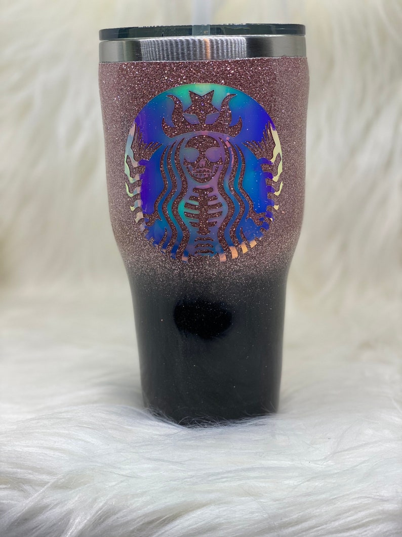 Gothic Starbucks Inspired Glitter Tumbler image 6