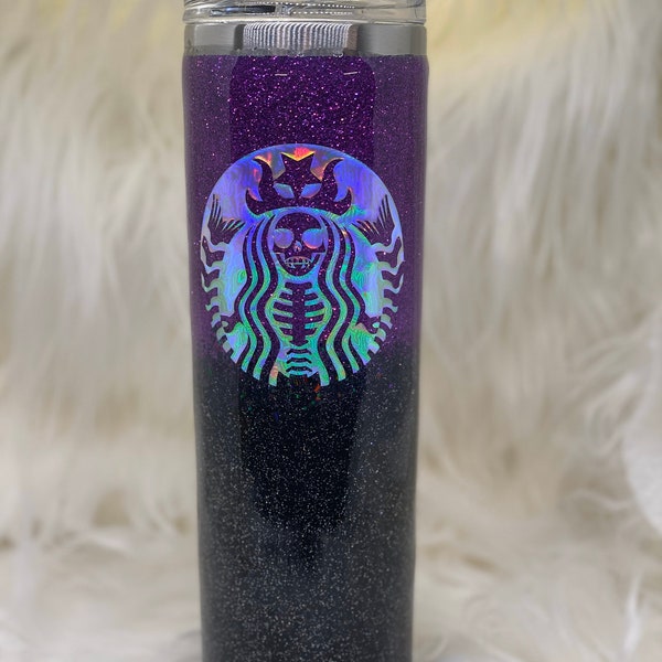 Gothic Starbucks Inspired Glitter Tumbler