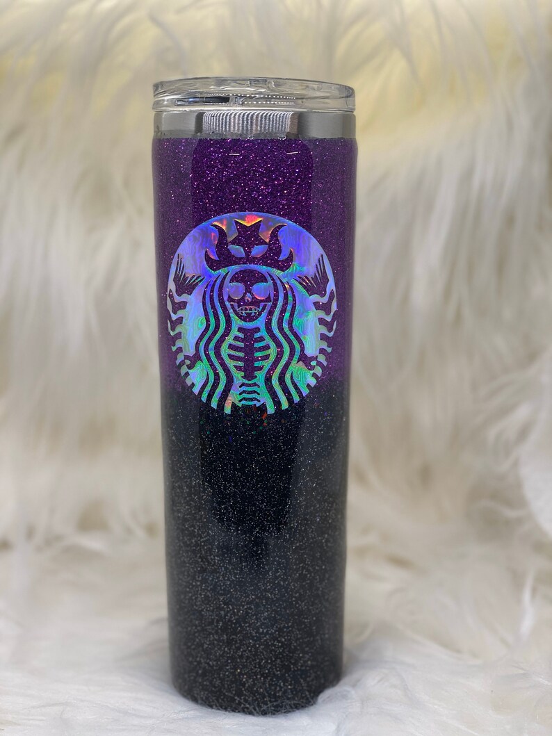 Gothic Starbucks Inspired Glitter Tumbler image 1