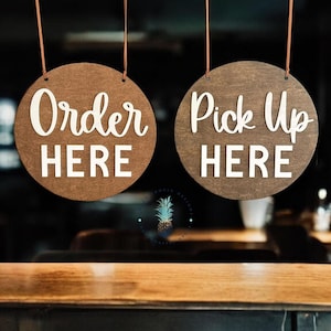 Order Here Sign: 3D Acrylic on Wood, Coffee Shop Decor