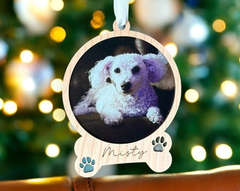 Personalized Christmas Keepsake, Dog Memorial Ornament You Left Paw Prints, Dog Photo Ornament, Dog Memorial Gift, Loss of Pet, Pet Ornament