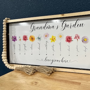 Primer regalo del Día de la Madre, flores del mes de nacimiento, nombre personalizado de los nietos, regalo de signo de ramo de mamá, regalo para la abuela, regalo personalizado para la suegra