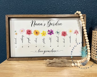 Custom Gift for Mother-in-law, First Mother's Day Gift, Birth Month Flowers Custom Grandkids Name, Mom's Bouquet Sign Gift, Gift for Grandma