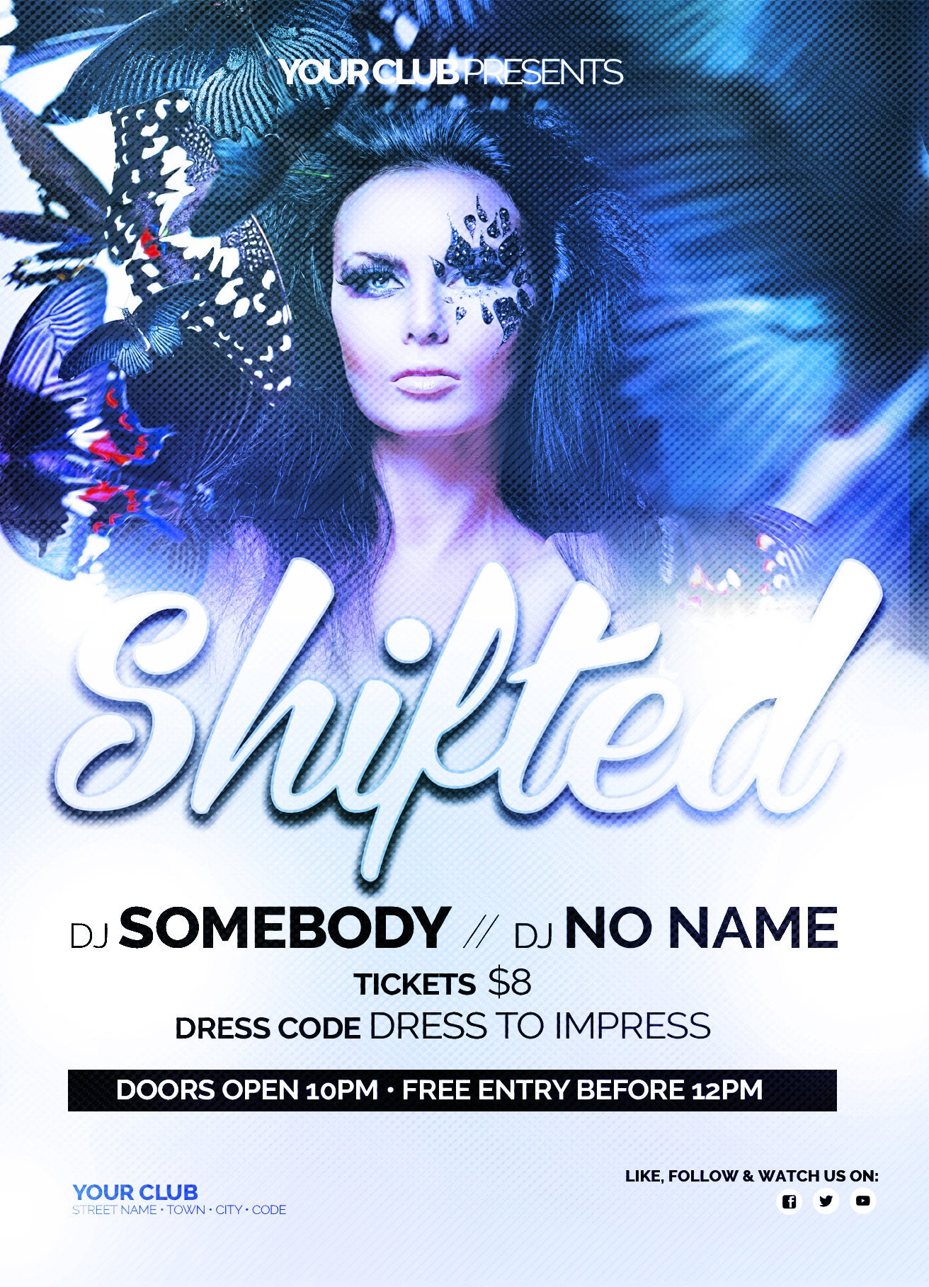 Shifted Club Flyer Template Etsy