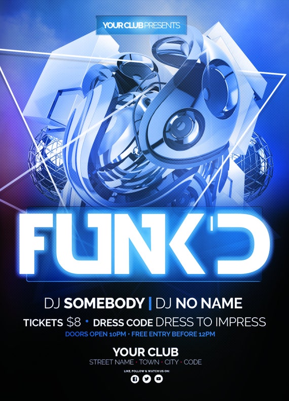 Funk D Club Flyer Template Etsy Funk D Club Flyer Template Etsy