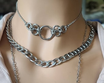 Collar de gargantilla de acero quirúrgico / joyería sumisa estilo gótico punk vanguardista con opción de cierre de bloqueo permanente