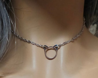 Kitten Collar Choker Necklace With Permanent Locking Option - Submissive Day Collar KittenPlay Slave DDLG Collar Gift for Her