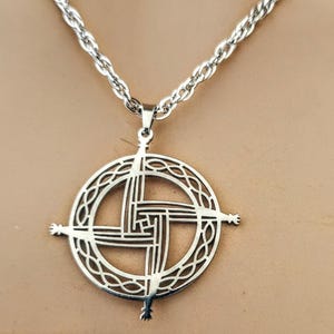 Brigid&#39;s Cross Celtic Imbolc Pendant Necklace: Stainless Steel Witchy Pagan Jewelry