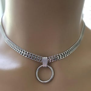Steel Woven Chain Mens & Womens Day Collar Choker Necklace - Permanent Locking Option - Romantic Couples Devotion Style Jewelry