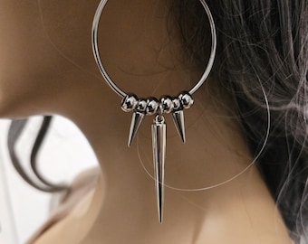 Hypoallergene Gothic Spike Creolen: Edelstahl Punk Schmuck