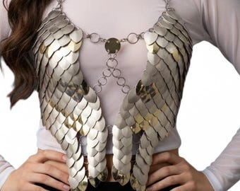 Gold Drachenreiter Brustpanzer Korsett Oberteil: Metall Royal Fae Gala Wikinger Rüstung Cosplay