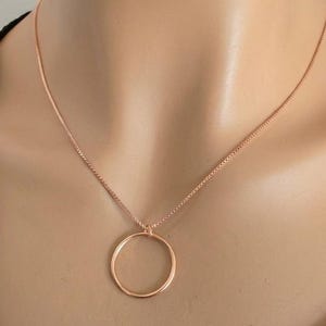Rose Gold Vermeil On Sterling Silver Eternity Necklace O Ring - Luxury Partner Commitment Jewelry