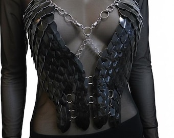 Black Dragon Scale Breastplate: Scalemail Corset Armor, Viking Cosplay